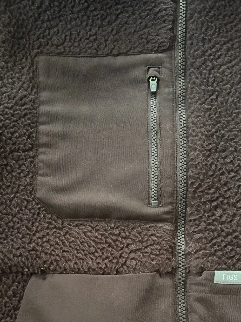 FIGS On-Shift High Pile Sherpa Jacket Black Size Medium Full Zip Fleece